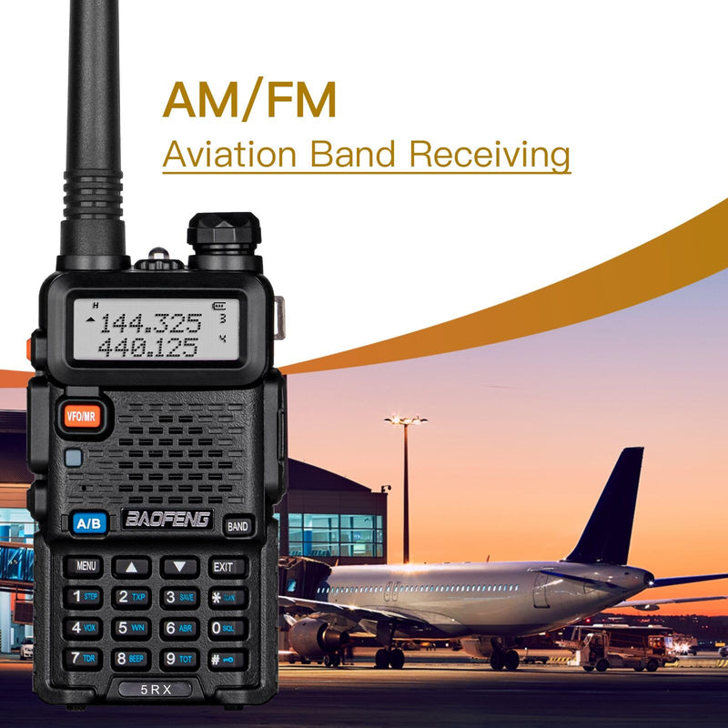 BAOFENG 5RX Ham Radio (Upgraded of UV-5R) Multi-Band Receiving Long Range Two Way Radio,AM/FM Reception Walkie Talkies with Earpiece & TD-771 Antenna,Copy Frequency,DTMF VOX SCAN Dual Watch (1 Pack) Full Kits 1Pack(Black)