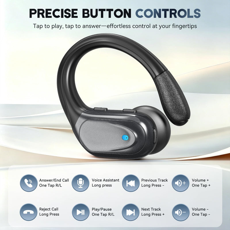 HAOYUYAN Wireless Earbuds, Sports Bluetooth Headphones, Noise Canceling Ear Buds with 80hr Playtime, LED Power Display, IPX7 Waterproof Earphones for Gym/Workout Black