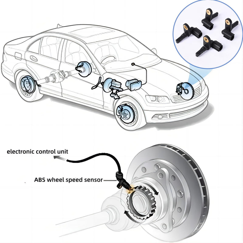 ABS Wheel Speed Sensor - Front Rear Left Right Fit for 2007-2017 Toyota Tundra Driver and Passenger Side ABS Sensor Replace# 89542-0C020 89543-0C020 Wheel Speed Sensor Set of 4 89542-0C020+89543-0C020