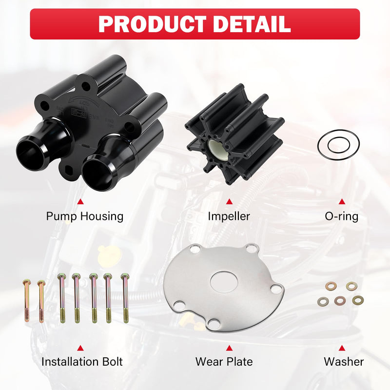 807151A14 Sea Water Pump Housing and Impeller Repair Kit Replacement for Mercruiser Bravo Engines Water Pump - Replaces Sierra 18-3150, Quicksilver 807151A14, Mercury 46-807151A14, 46-807151A7