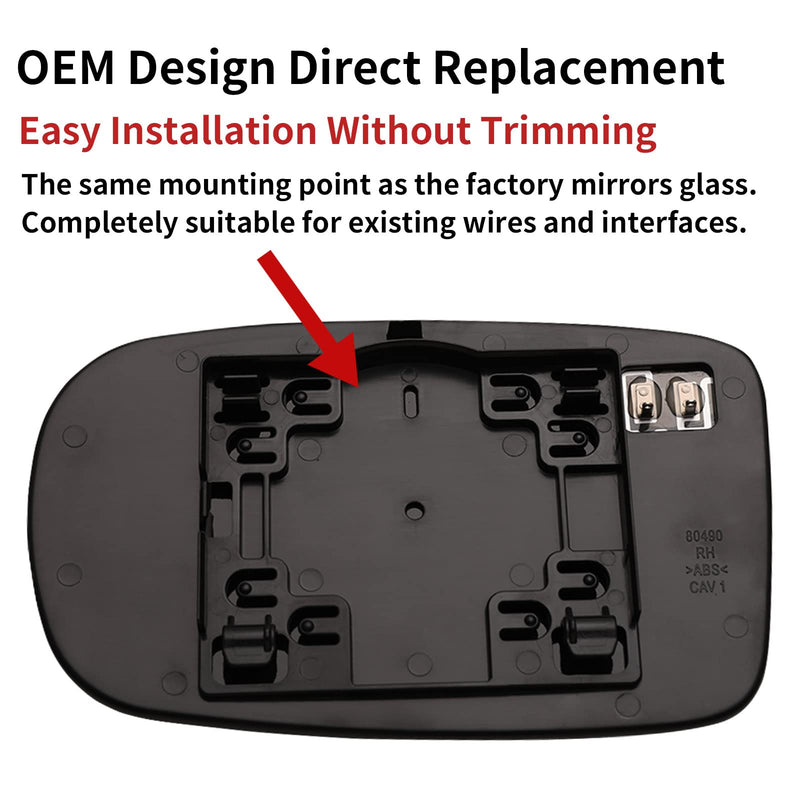Passenger Side Mirror Replacement for 2011-2017 Chrysler 200, 2012-2021 Chrysler 300, 2011-2021 Dodge Charger, 2012-2021 Dodge Challenger Mirrors Glass - Convex Heated Right Rear View Mirror Passenger Side (Right)