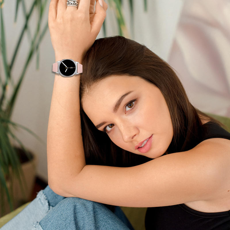 Slim Band for Samsung Galaxy Watch 9/8 40mm/44mm/8 Classic 46mm | Thin Soft Silicone,Breathable and waterproof, Suitable for sports, Leisure and Daily life Pink+Apricot color+Light Purple