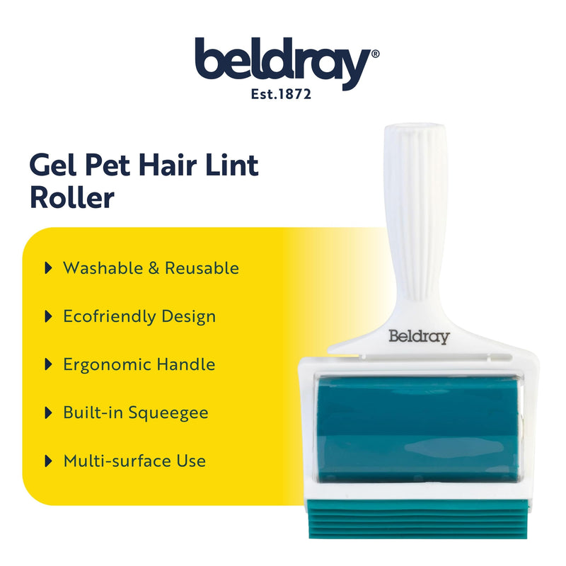 Beldray LA072597EU Handheld Lint Roller – TPR Gel Pet Hair Remover With Squeegee, Sticky Washable & Reusable Fur Removal, Removes Fluff, Fuzz, Dog & Cat Hair From Clothes/Upholstery/Cars, Pet Plus+ | Washable and reusable gel surface, Built-in squeegee...