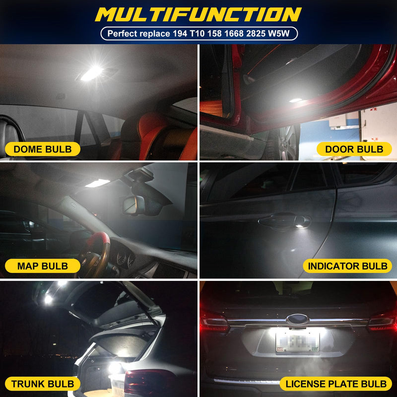 Spurtar 42PCS Interior Car Lights Super Bright White Dome Map Tail Cab Lights Bulb Kit Set T5 T10 28mm 31mm 36mm 41mm BA9S 6612F 194 LED Bulb for Trunk Cargo Door Courtesy License Plate Light 42 42 Pieces LED Light Bulb
