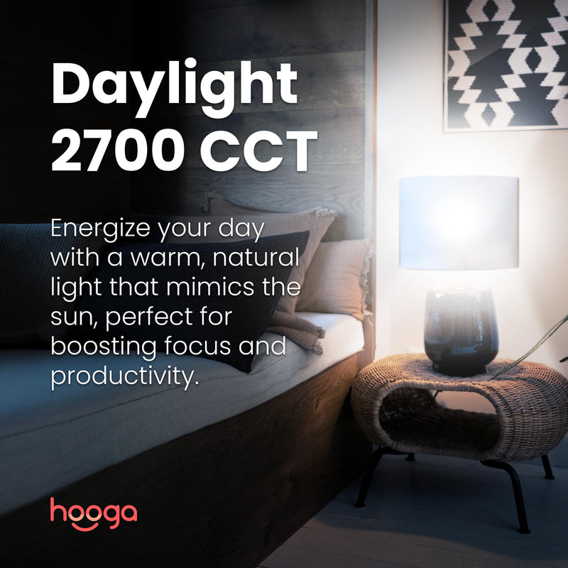 hooga Circadian Rhythm Full Spectrum LED Light Bulb - 2700K, 2100K, 1400K, Flicker-Free, Blue Light Free Night Mode, 7W Energy Efficient Warm White for Sleep, Relaxation & Focus - 4 Pack Circadian 4-pack