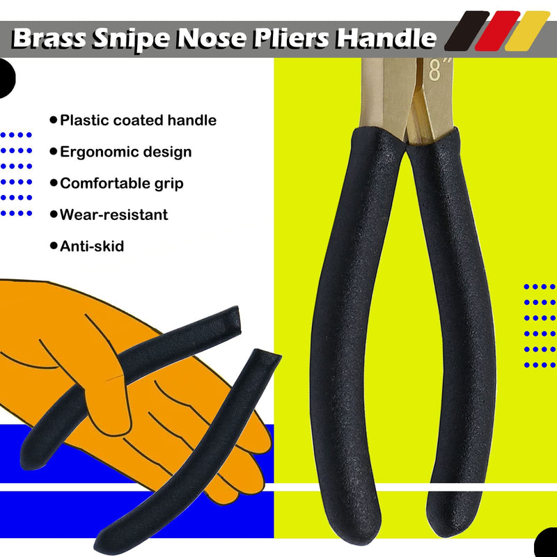 WEDO Brass Long Nose Pliers 8", with Non-Slip Handle, Snipe Nose Pliers, Length 200mm