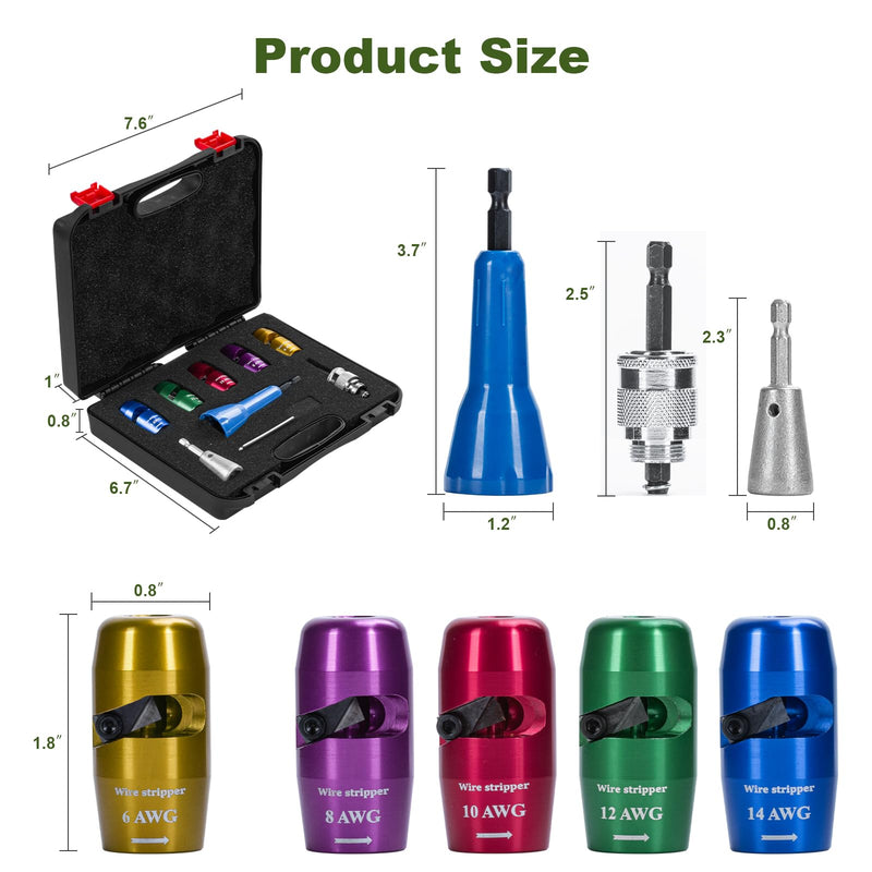 Wire Stripper Twister Tool for Drill, 2026 Upgraded Wire Stripping Tool & Wire Twisting Connector for Cutters 6-14 AWG, 8 In 1 Professional Electrician Wire Nut Twister Stripping and Twisting Tool 6-14AWG