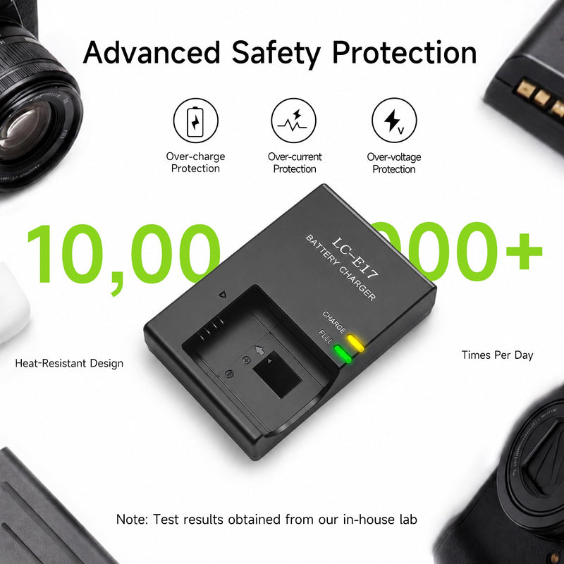 LC-E17 LC-E17E Charger Replacement for Canon EOS RP R10 Rebel T7i T6i | Smart camera battery charger for LP-E17 EOS Rebel T6s, SL3, SL2, EOS 77D, 200D, 250D, 750D, 760D, 800D, 850D