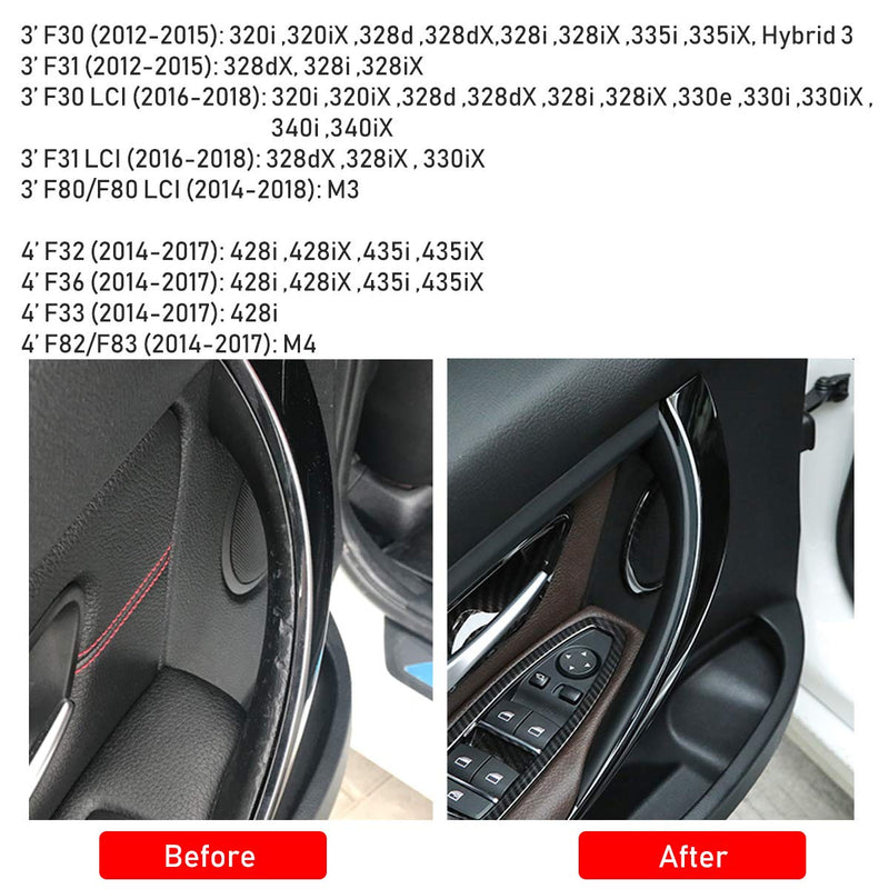 Jaronx 2PCS Door Handle Covers Compatible with BMW 3 Series 4 Series Driver Side &Passenger Side Door Pull Handle Covers (Compatible with BMW 320i,328i,330i,335i F30/F31 and 428i, 435i F32/F36)(Black) Black Left Front+Right Front