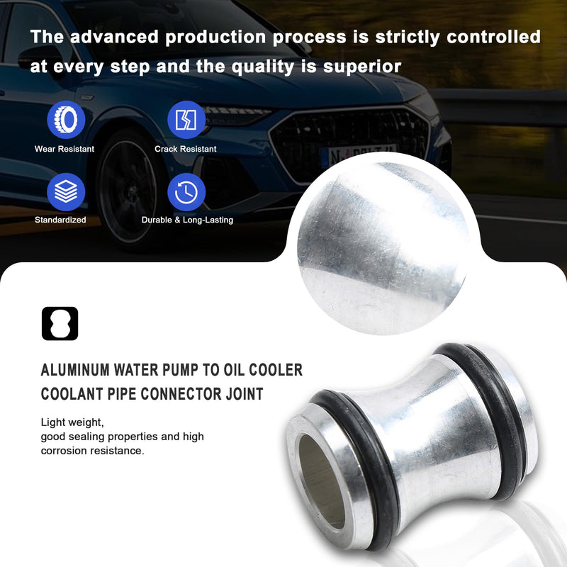 06H121131D 06H121131C Aluminum Water Pump to Oil Cooler Coolant Pipe Connector Joint Compatible with Audi A3 A4 A5 A6 A8 Q3 Q5 TT VW Golf Jetta Passat Tiguan Beetle Eos Seat Skoda