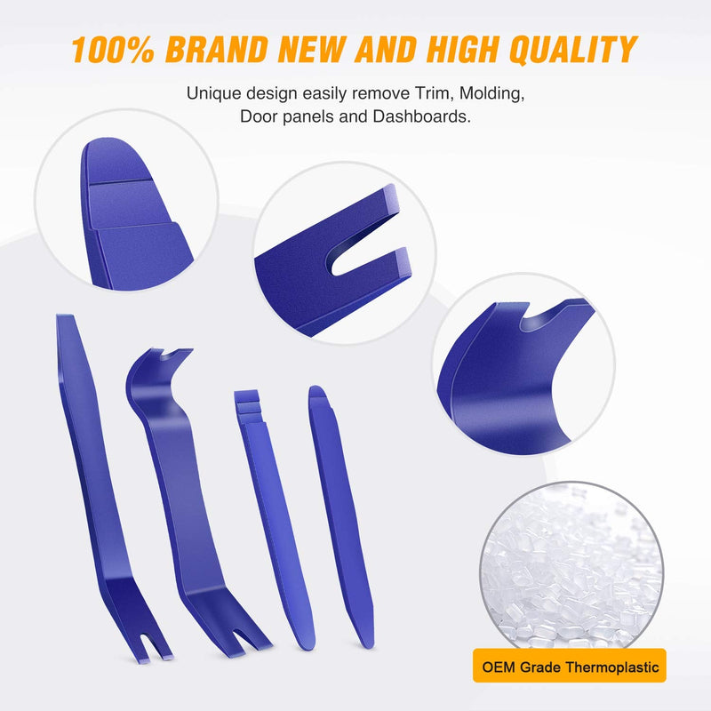 GOOACC 5PCS Auto Trim Removal Tool Kit No-Scratch Pry Tool Kit for Car Door Clip Panel & Audio Dashboard Dismantle -5PCS Blue