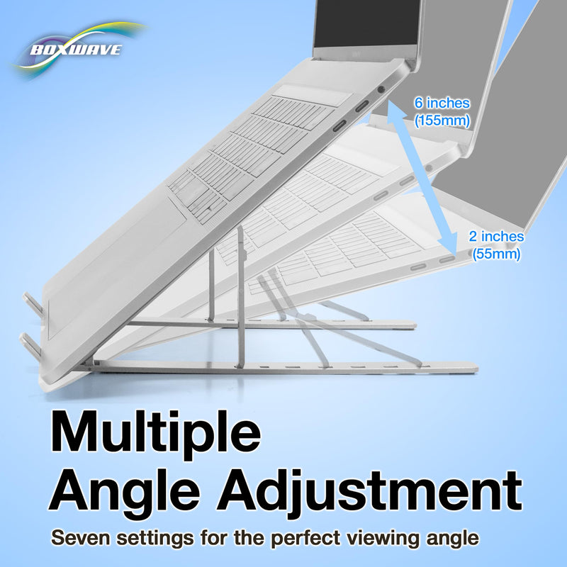 BoxWave Stand and Mount Compatible with ASUS ROG Strix Scar 17 (G733) - Compact QuickSwitch Stand, Portable Multi Angle Viewing Foldable Riser - Metallic Silver