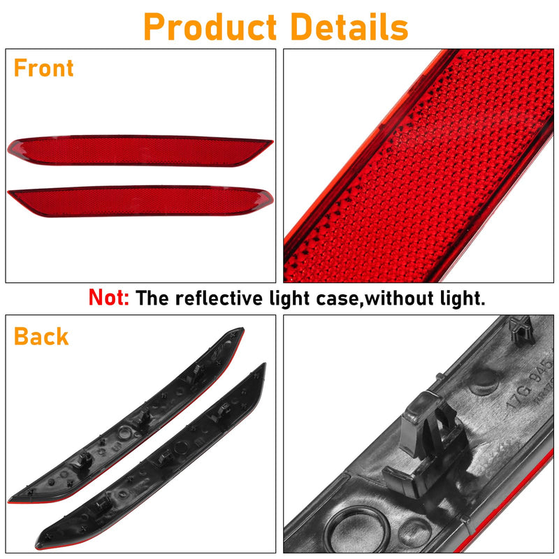 Compatible with Volkswagen Jetta Sedan Rear Bumper Reflector 2019-2021,Left Driver & Right Passenger Side Red Marker Trim Replace for 17A945105,17A945106,Jetta Back Reflector Light W/O Bulb,2PC 19-21 Jetta Rear Reflector