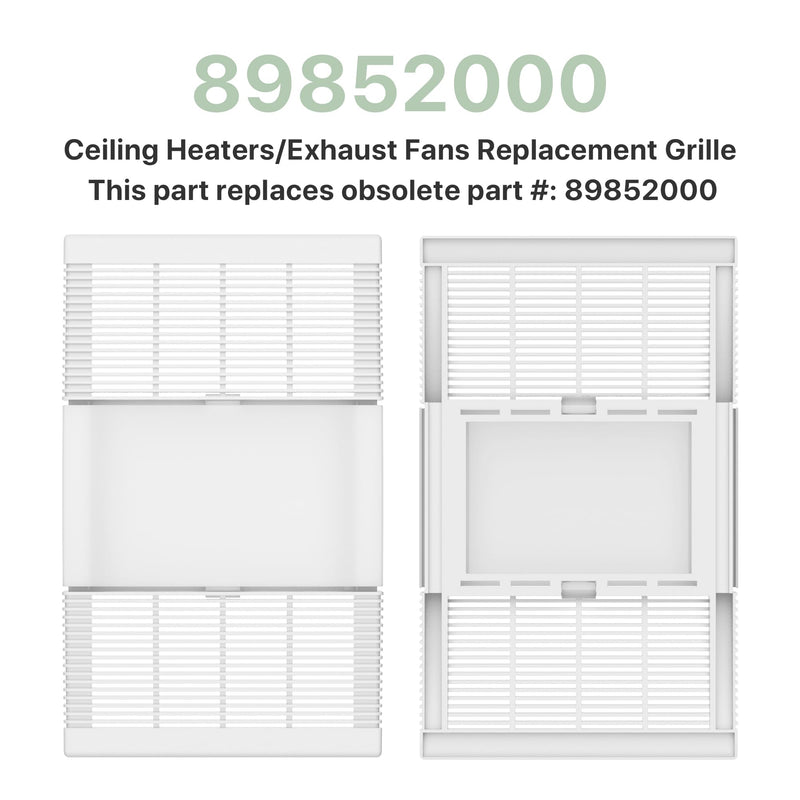 89852000 / S89852000 Replacement Ceiling Heater Grille & Vent Cover – White Bathroom Exhaust Fan Grille and Lens, Compatible with Broan-NuTone Models 605P, 660, 660P, 660RP, 665, 665N, 665P, 665RF