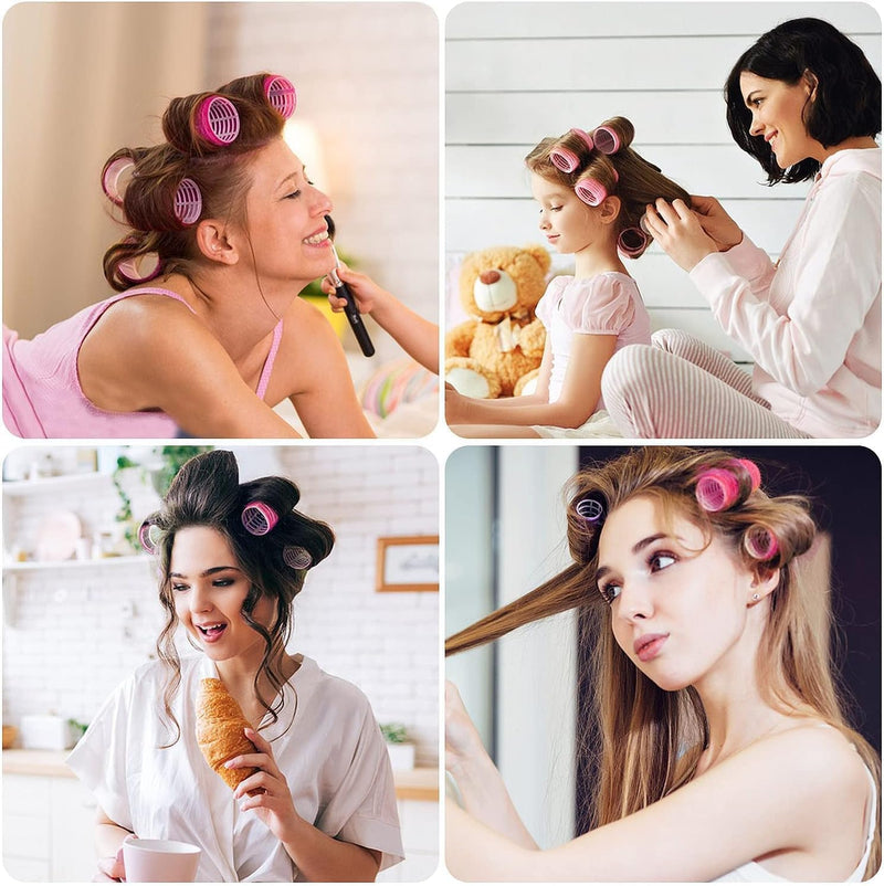 12 Pack rollers for hair volume, hair rollers for shorthair, hairrollers self grip, curlers rollers, for Men Women Long Medium ShortHair(44MM)