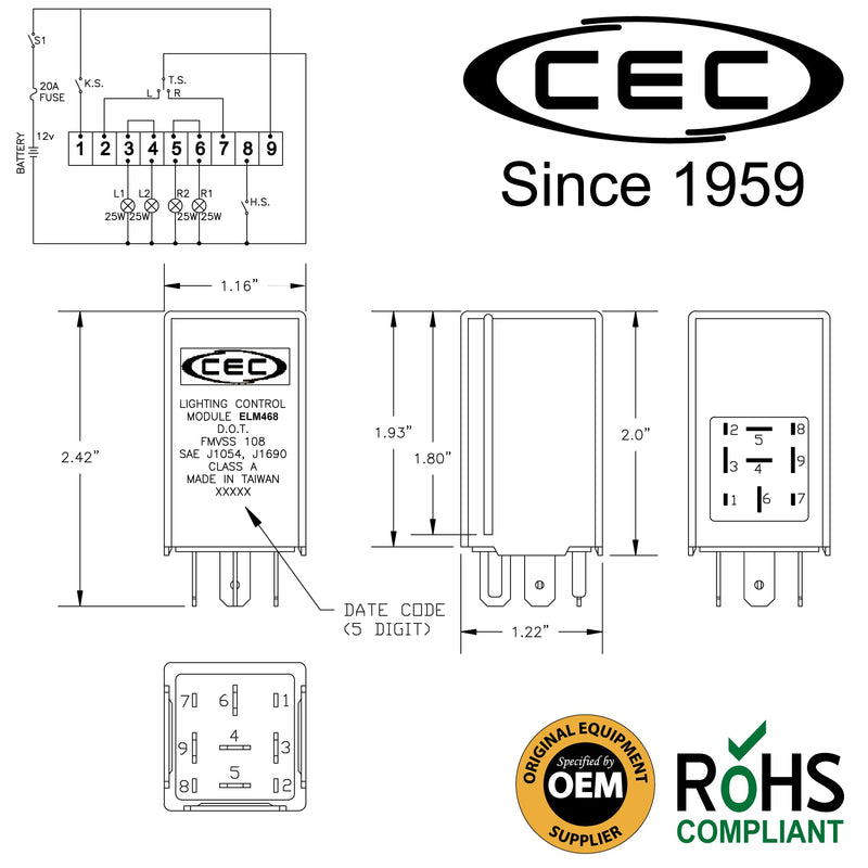 CEC Industries ELM468, 12.8V, 162W, 9-Terminal Lighting Module for Incandescent Bulbs (1-Pack)