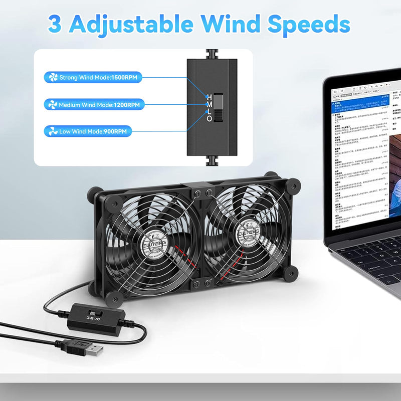 ELUTENG 120mm Dual USB Computer Cooling Fan | Temperature Controller
