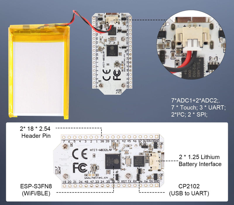 3PCS ESP LoRa V3 Boards with 915MHz Antenna SX1262, CP2102, 0.96-inch OLED,Case,WiFi, Bluetooth,Compatible with Arduino & LoRaWAN & Meshtastic IoT (USB C Port) 3 Pack (Board + Case)