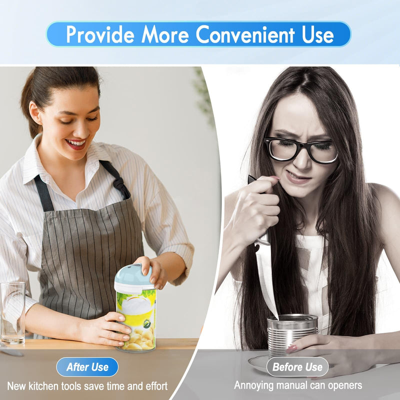 HuiJuKeJi Electric Can Opener, Rechargeable Automatic Can Opener for Seniors with Arthritis, One-Touch Hands-Free Can Opener for Almost Can Sizes, Smooth Edge & Food-Safe Kitchen Gadgets-Blue Blue