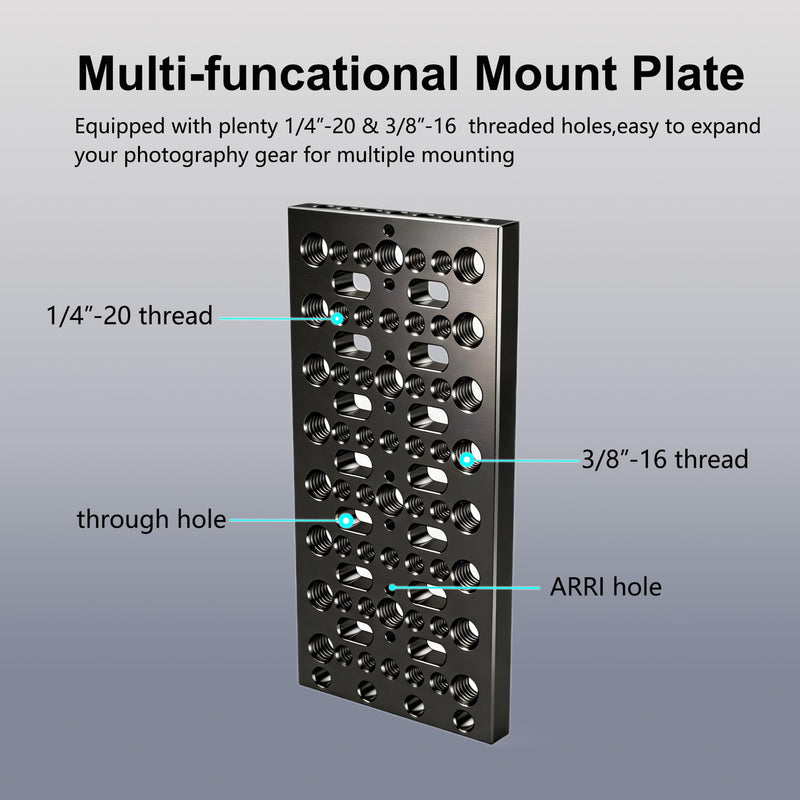 2 Pack Camera Cheese Plate with 1/4 & 3/8 Threads | Aluminum Material,Cheese Mounting Plate for Rods,Batteries,Converter Boxes and Various Other Camera Accessories Pack of 2