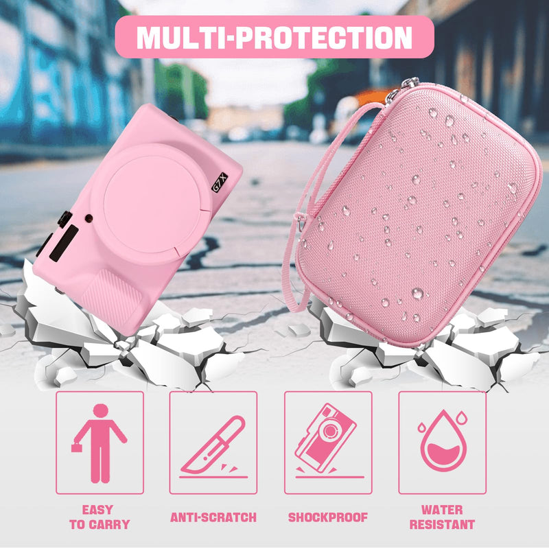 Camera Case for PowerShot G7 X Mark III, Hard Case + Silicone Cover, Pink | Protective Carrying Bag, Dust & Scratch Resistant, Compact Portable, Vlog Shooting & Daily Travel Use