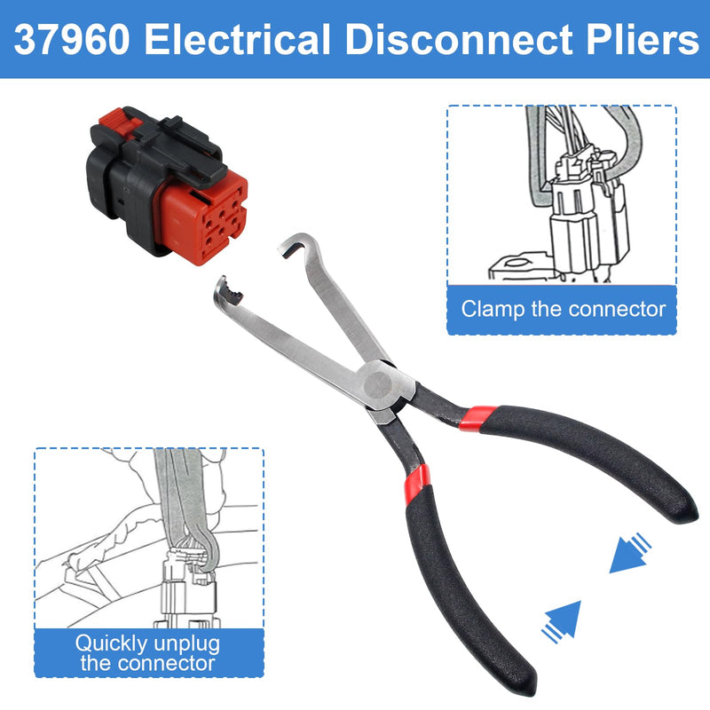 37960 Electrical Disconnect Pliers, 8 inch Automotive Electrical Connector Pliers for Auto Mass Air Flow Sensors, Fuel Injectors, Ignition Coils and Other Auto Parts (Red) 1*Straight Red