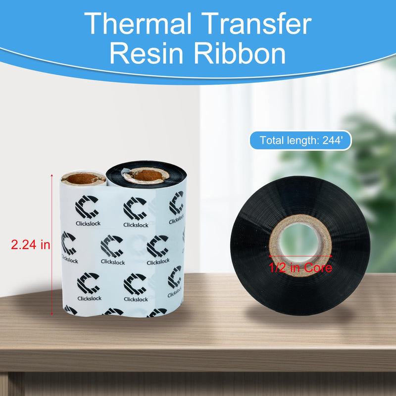 Oil Change Sticker Resin Ribbon, 2.24" x 244', 4 Roll | 57mm x 74m Thermal Transfer Ribbon with 1/2 In Core for 2 In Desktop Printers, Compatible with Zebra, Tsc, Godex, Honeywell 4 Rolls-2.24" x 244'