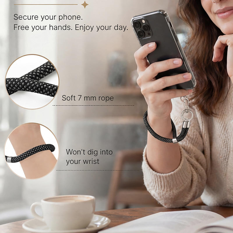 phone wrist strap, Adjustable Cell Phone Lanyard Strap for Case | Charm Wrist Lanyard with Anti Theft phone Tether Tab, Secure Phone Strap for Daily Carry and Hands-Free Use Brown