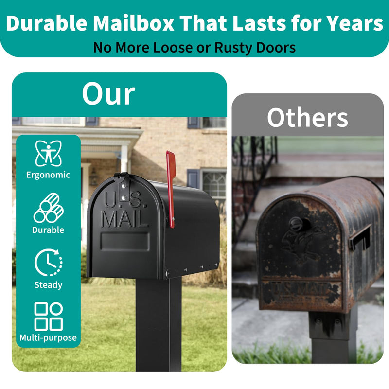 6.25"W x 8.25"H Arm Scratch Free Mailbox Door Replacement, Black Metal Front Panel with Install Kit, Fits Most Mailboxes, No Tool Hand Tighten Screw Fixed Repair Rusted or Damaged Mailbox Door