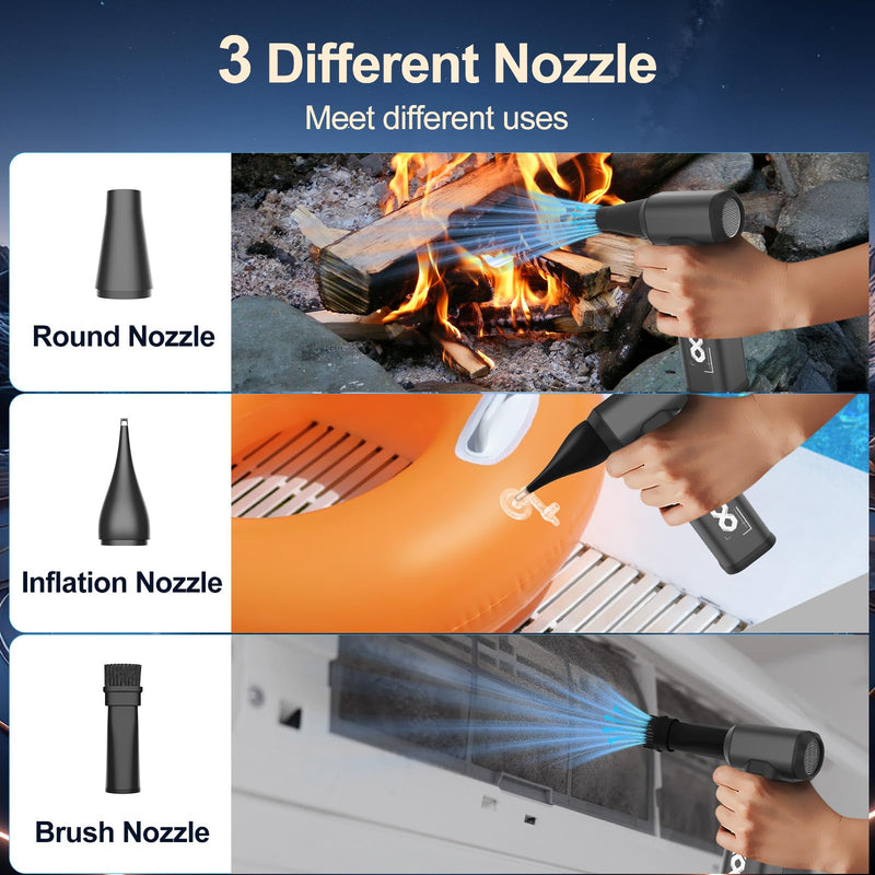 Compressed Air Duster, 180000RPM Powerful Cordless Electric Air Duster with Brushless Motor and LED Light, Rechargeable Stepless Speed Regulation Dust Blower for PC, Keyboard, House, Car and Outdoor Grey