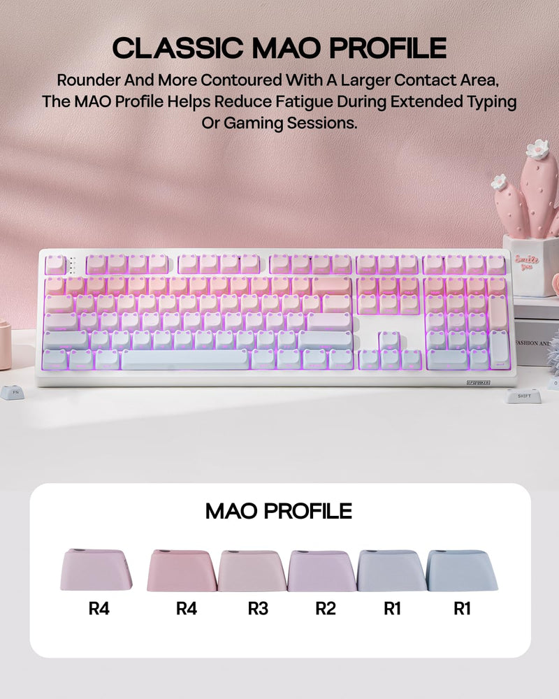 EPOMAKER Shimmeow Cute Cat Themed Keycaps Set for MX Mechanical Keyboard | 113 Keys, Shine Through, MAO Profile, PBT+PC Material, Compatible for 60%/65%/75%/TKL/96%/Full-Sized ANSI Layout (Nebula) Nebula