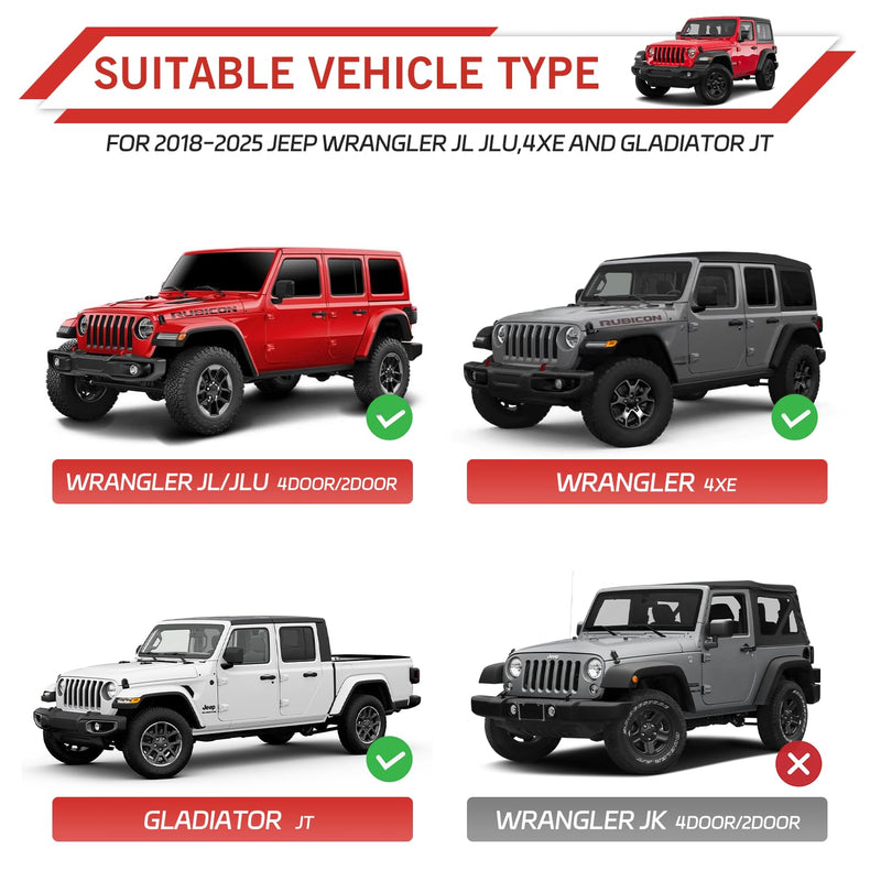 Locking Hood Latch with Keys, Jeep Hood Latch Compatible with 2018-2025 Jeep Wrangler JL JLU Jeep Gladiator JT, Anti-Theft Hood Lock Catch Latch Accessories, Dust & Water Resistant, 1 Pair(Not for JK) OEM Style - For 2018-2025 Jeep JL JLU JT