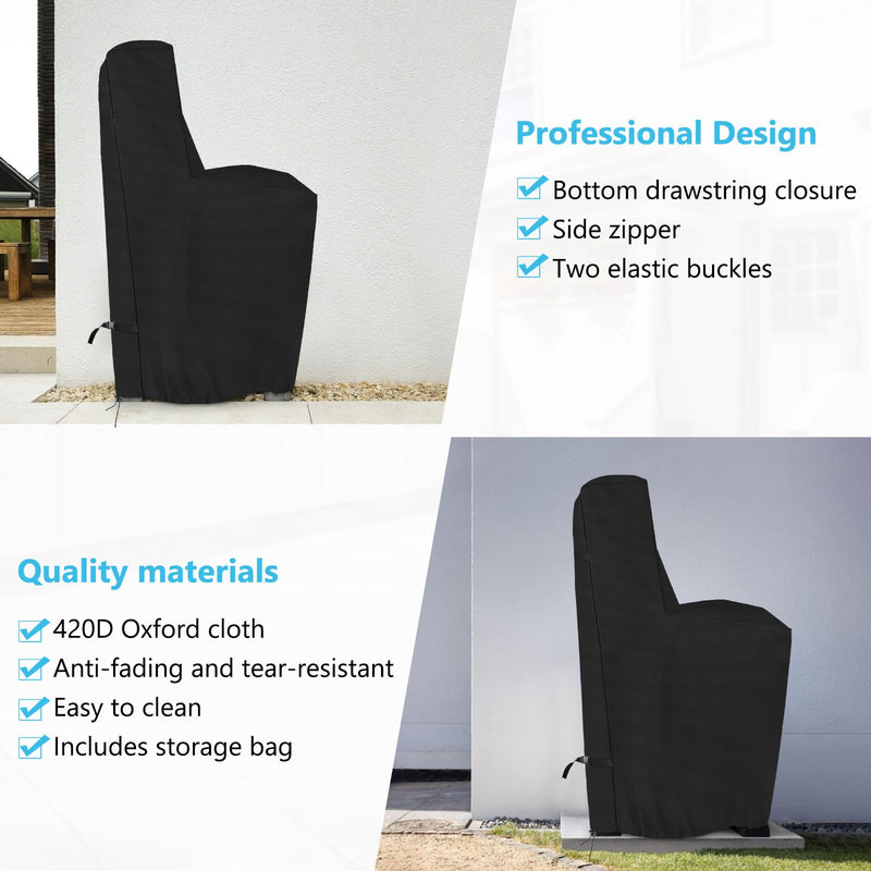 COSHNIBI Water Softener Cover , 420D Heavy Duty Outdoor Water Softener Cover Waterproof Insulated with Split Zipper, All Weather Protection 55" H x 30" W x 16" D - Black