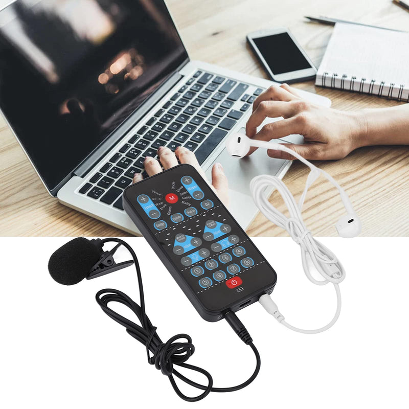 Mini Voice Changer for Live Streaming, Portable Sound Card with 8 Sound Effects for Gaming Mobile & PC