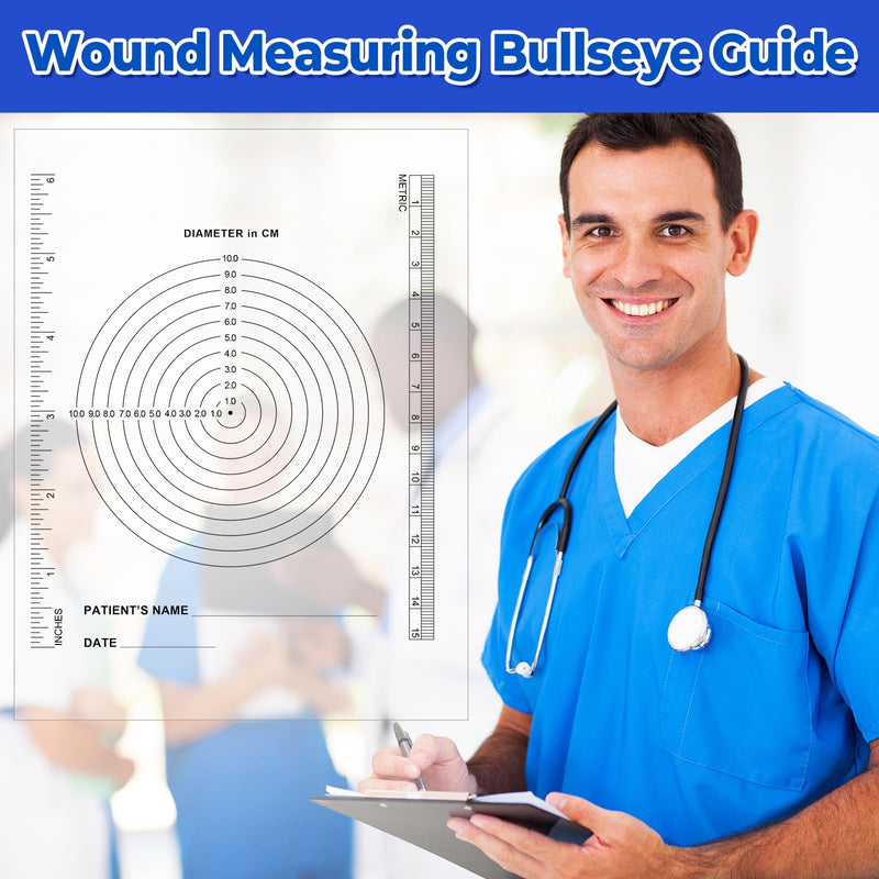 Motiskyy 300 Pack Wound Measurement Tools Measuring Bullseye Guide Medical Wound Ruler Soft Flexible Measure Guide for Nurses Patient