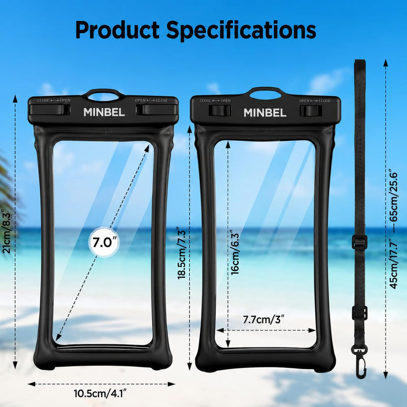 Floating IPX8 Waterproof Phone Case 2 Pack with Adjustable Lanyard