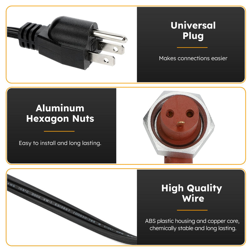 120V Engine Block Heater Cord 251919 with Cap for Ford Powerstroke Diesel E350 450 550 F250 F350 F450 F550 Dodge Ram 2500 3500 Cummins Diesel 5.9 6.7L Heavy Duty Immersion Heaters 6 Feet