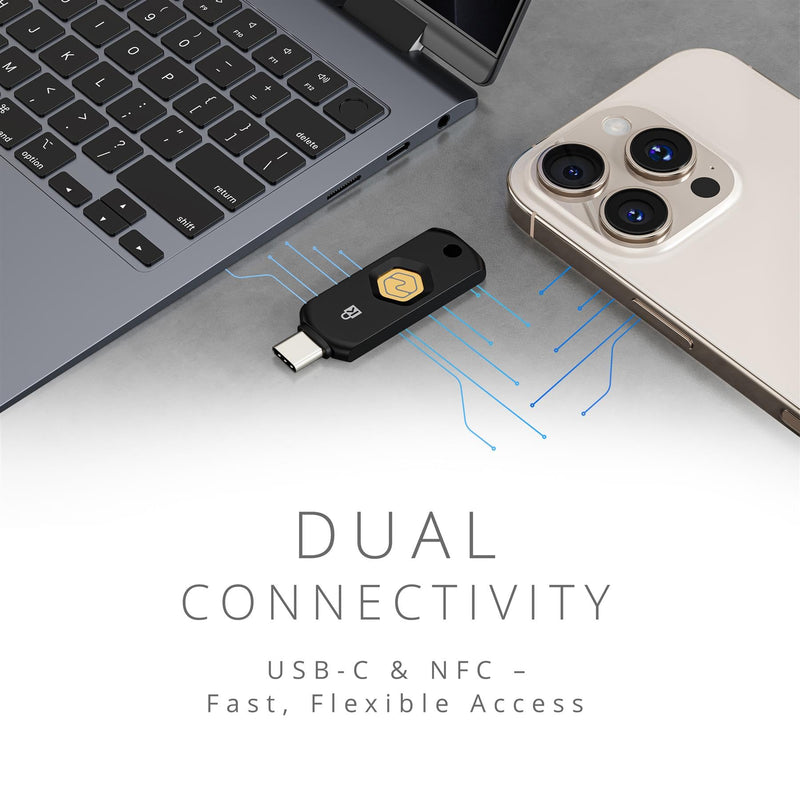 Kensington VeriMark NFC+ USB‑C Security Key, FIDO2/WebAuthn Hardware Authenticator for Passwordless Login, Works with Windows, macOS & Chrome OS, K64739WW | FIDO2/WebAuthn hardware authenticator, passwordless login, NFC and USB-C, works with Windows, m...