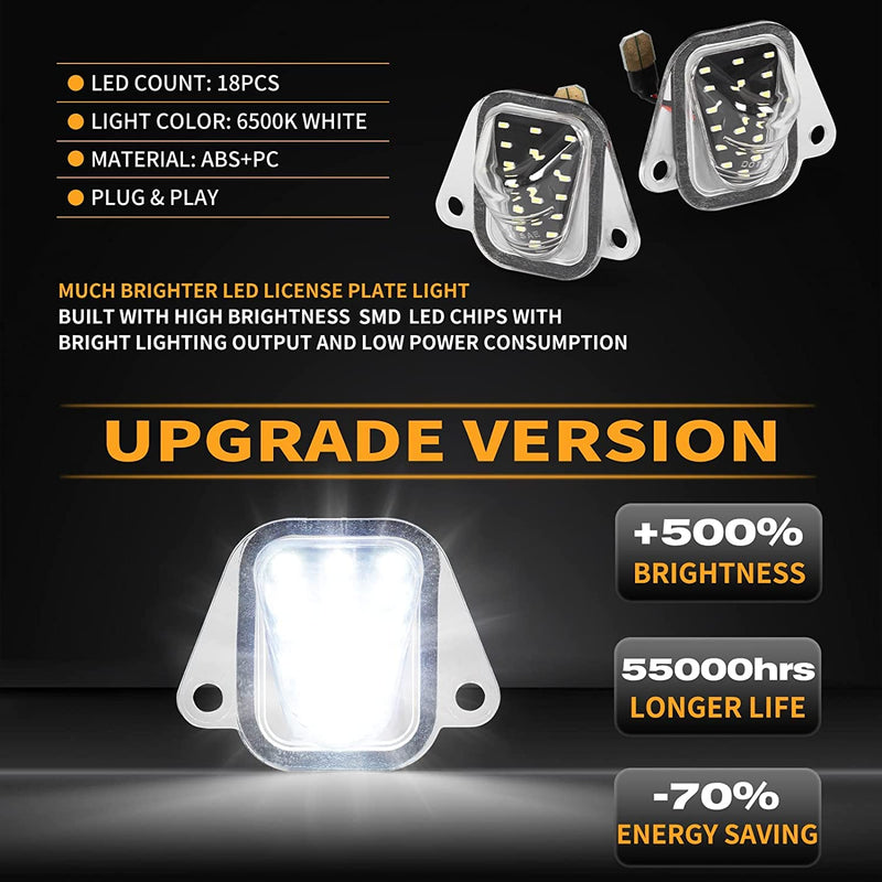 Gempro LED License Plate Lights Rear Bumper Tag Lamp Assembly for 2007-2014 Chevy Suburban Tahoe GMC Yukon C-adillac Escalade ESV, 6000K White 2PCS 2007-2014 Tahoe/Suburban/Yukon/Escalade