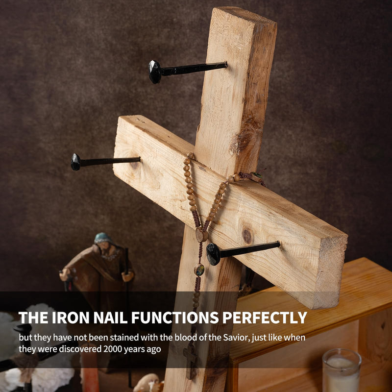 3 Pcs Wrought Iron Decorative Nails,Jesus Cross,Confirmation Gifts,Christian Home Decor,Hand Forged Nails,Hand Forged Crucifixion Nails,Iron Nails,Jesus Crucifixion Flat Head Nail (3) 3