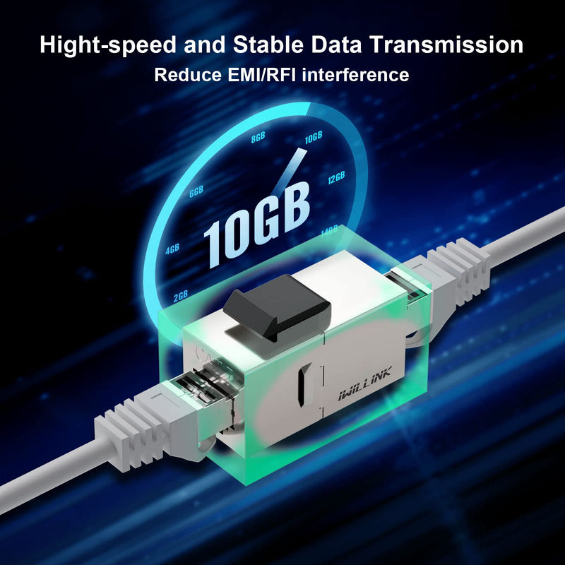 iwillink 10Gbps CAT7 Coupler RJ45 Keystone Shielded Coupler 25-Pack, Ethernet Coupler, Female to Female Keystone Jack, STP Keystone Insert for Cat7/Cat6a/cat6/cat5e Cable 25 Pack Cat7