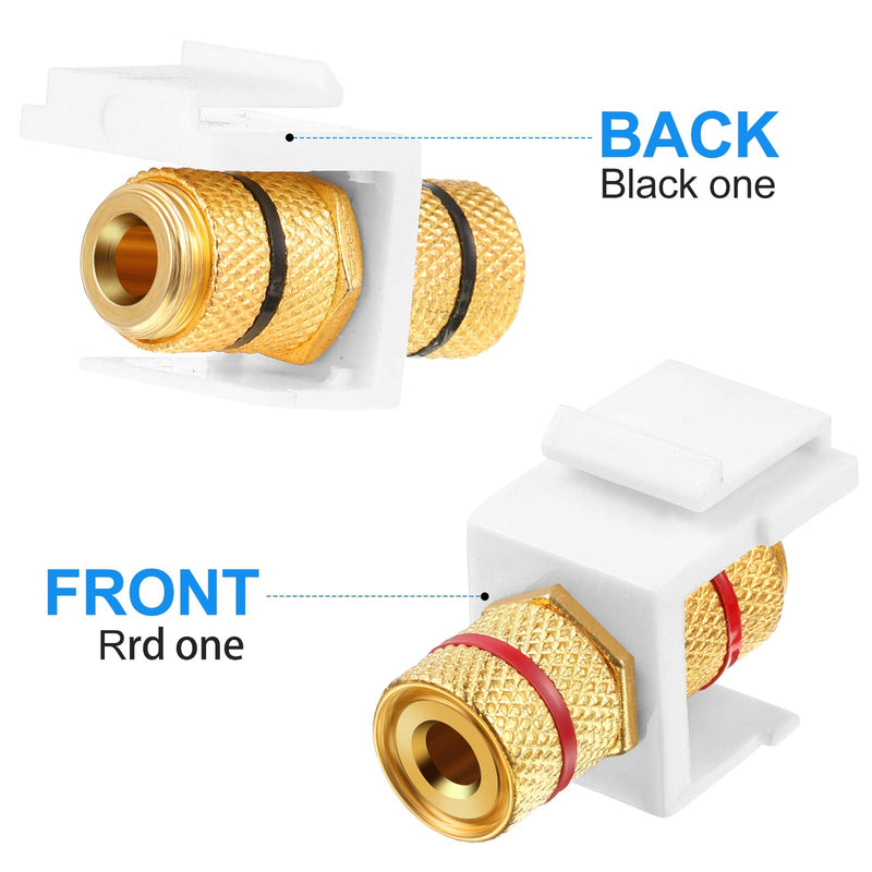 Weewooday 2 Pieces Pieces Banana Jack Binding Post Keystone Jack Insert, Black and Red Rings Audio Speaker Keystone Connector Screw Type Inline Coupler for Wall Plate Outlet Panel