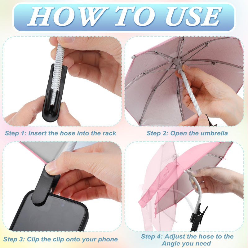 Flutesan 6 Sets Phone Umbrella for Sun Phone Umbrella Cell UV Protection Anti Glare Sun Shade Adjustable Sunshade with Hand Style Suction Cup Outdoor Shield Sunshade for Summer beach Vibrant Colors