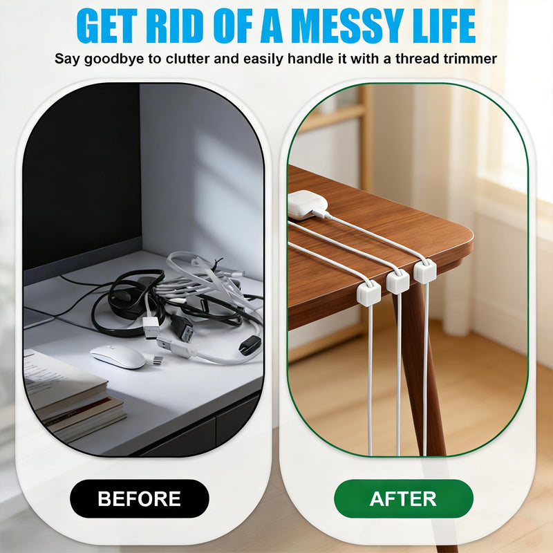 6PCS Magnetic Cable Organizer for Desk and Wall, Reusable Cable Holder Cord Management Cable Straps for Home Office School, White 6