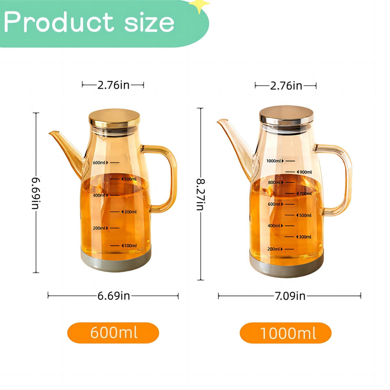 2025 Oil Dispenser Bottle with Drip Free Spout Food Grade Oil Vinegar Cooking Sprayer Kitchen Glass Container Bottles (1000 ML) 33.8 Ounces