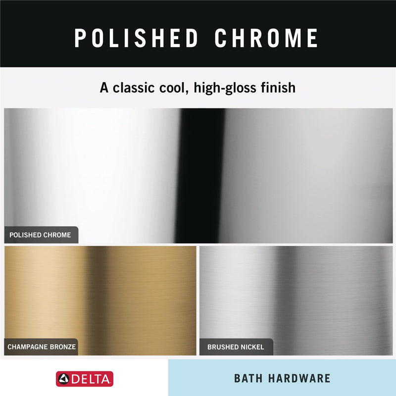 Delta Saylor (1-Pack) Toilet Paper Holder Polished Chrome Tissue Roll Holder for Bathroom Organization and Storage Pivoting Toilet Tissue Holder Wall Bathroom Accessories 73550