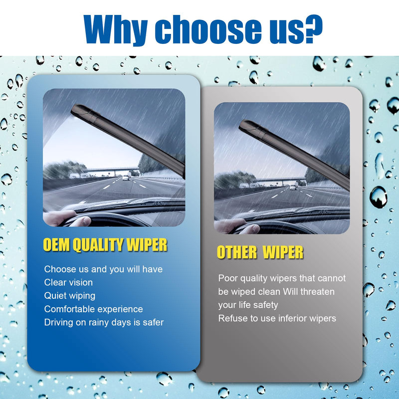 26"+16" Windshield Wipers With 10" Rear Wiper Blade Sets Automotive Replacement for Toyota Rav4 2013-2018,Easy For Installation (Pack of 3) 26+16+10