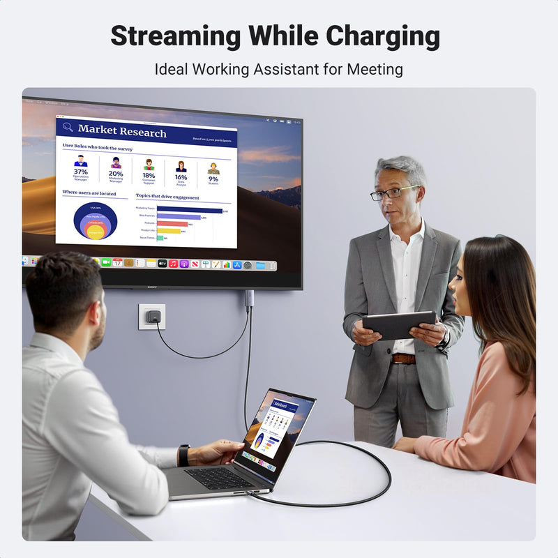 UGREEN USB C to HDMI Cable with 100W PD Fast Charging Adapter 4K@60Hz 2-in-1 Thunderbolt Unidirectional Type C to HDMI Compatible iPhone 17 Pro Max, SteamDeck, MacBook, iPad, Galaxy S26, XPS, 6.6FT