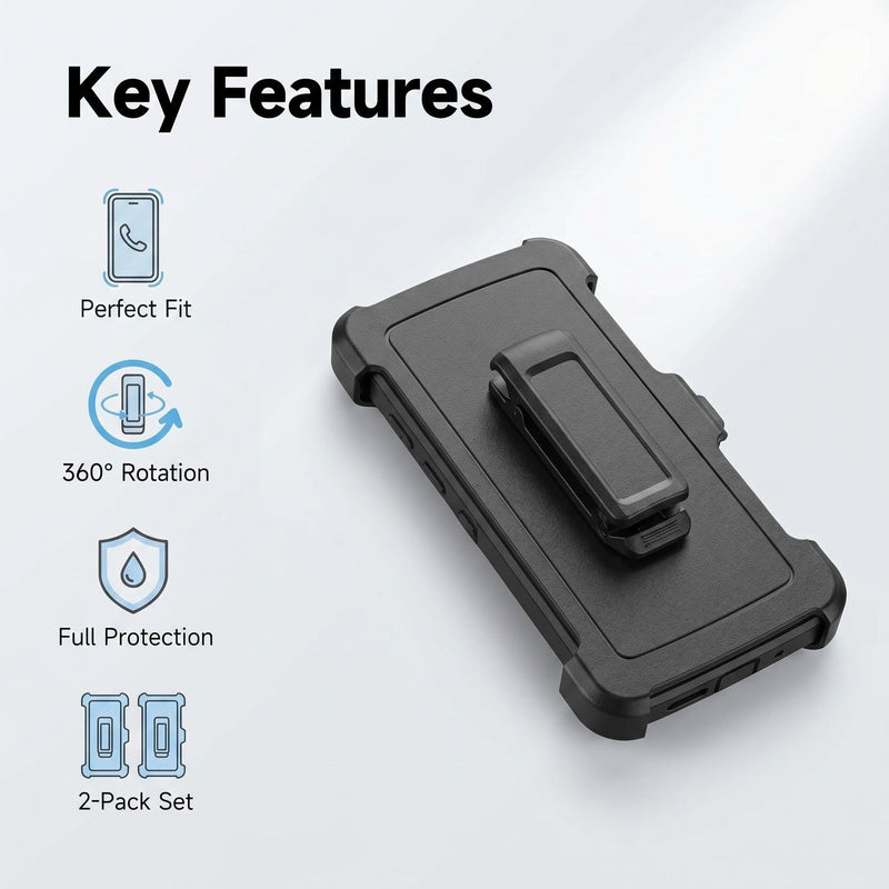 2 Packs Belt Clip Compatible with Samsung Galaxy S26 Ultra Otterbox Defender Case, Protective Case & Holster, 360° Swivel Stand，Shock-Resistant Protection，Easy to Carry with Strong Clip