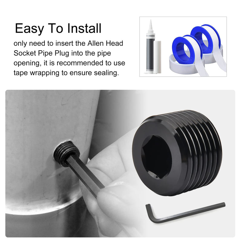 EVIL ENERGY 3/8" NPT Plugs Aluminum Socket Allen Head Black, Pack of 2